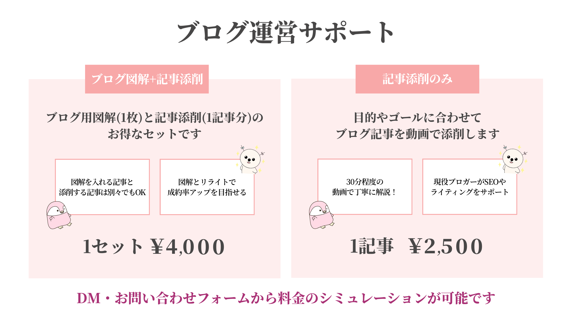 ぺんサポ図解制作とブログ記事添削の料金プラン