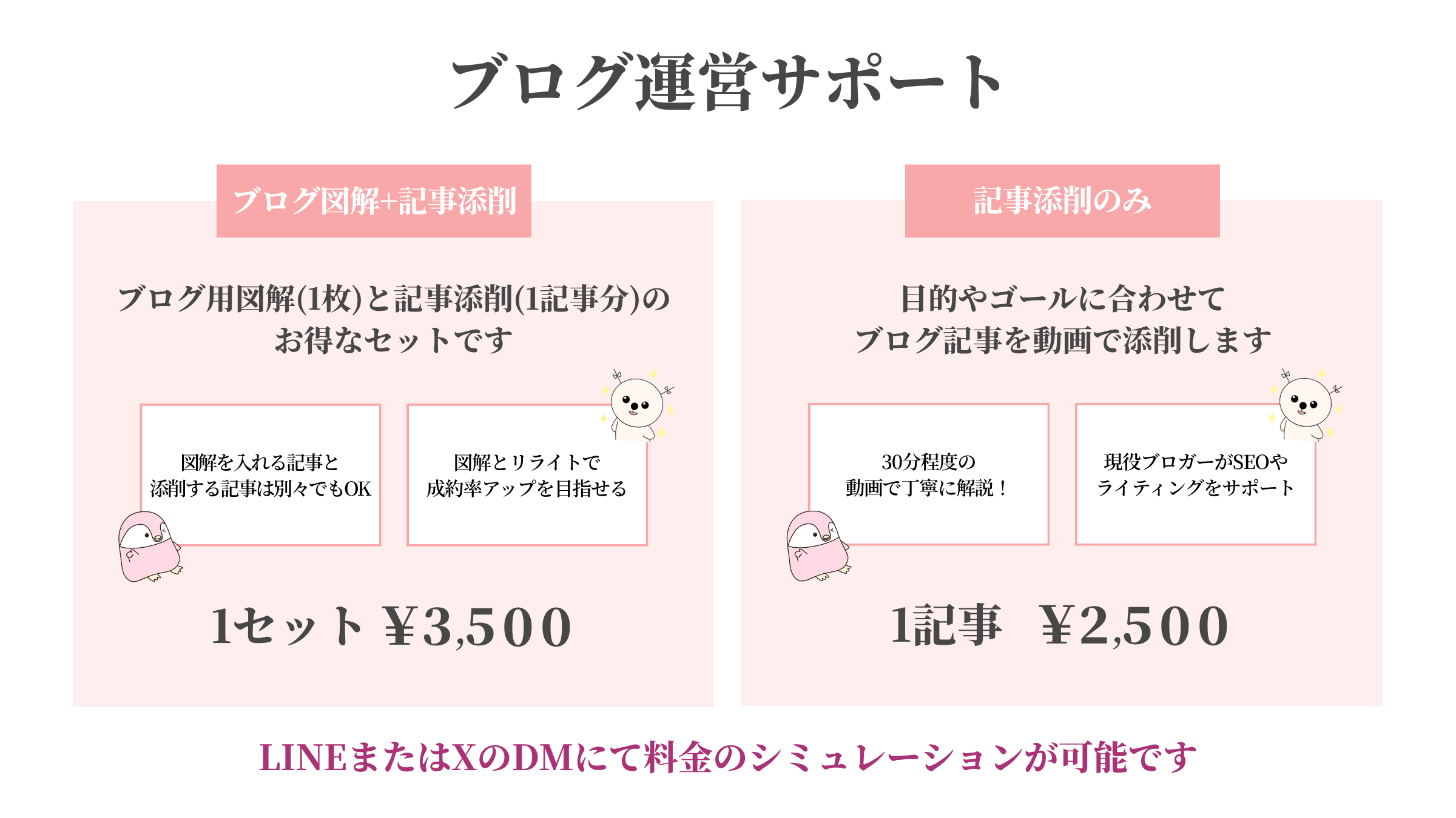 ぺんサポの料金表（ブログ図解制作と記事添削）